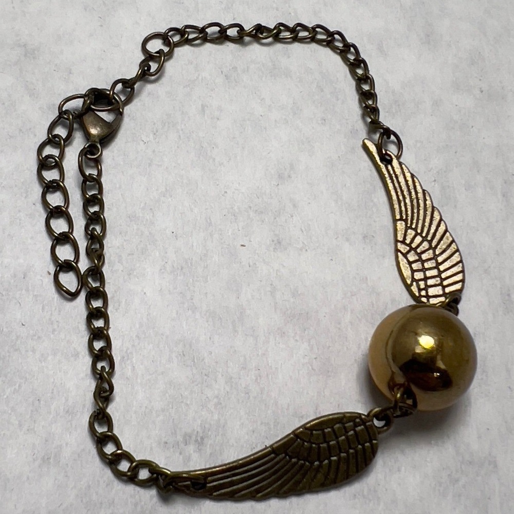 Golden Snitch Winged Ball Bracelet Antique Gold Tone Fantasy‎ Jewelry Anklet